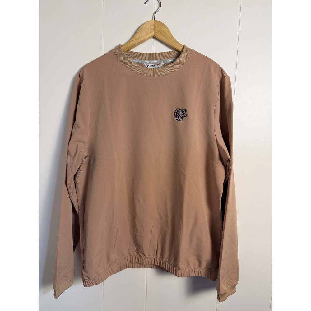 Levelwear Action Crew Pullover Medium Warm Taupe Embroidered Ram WL52L Technical